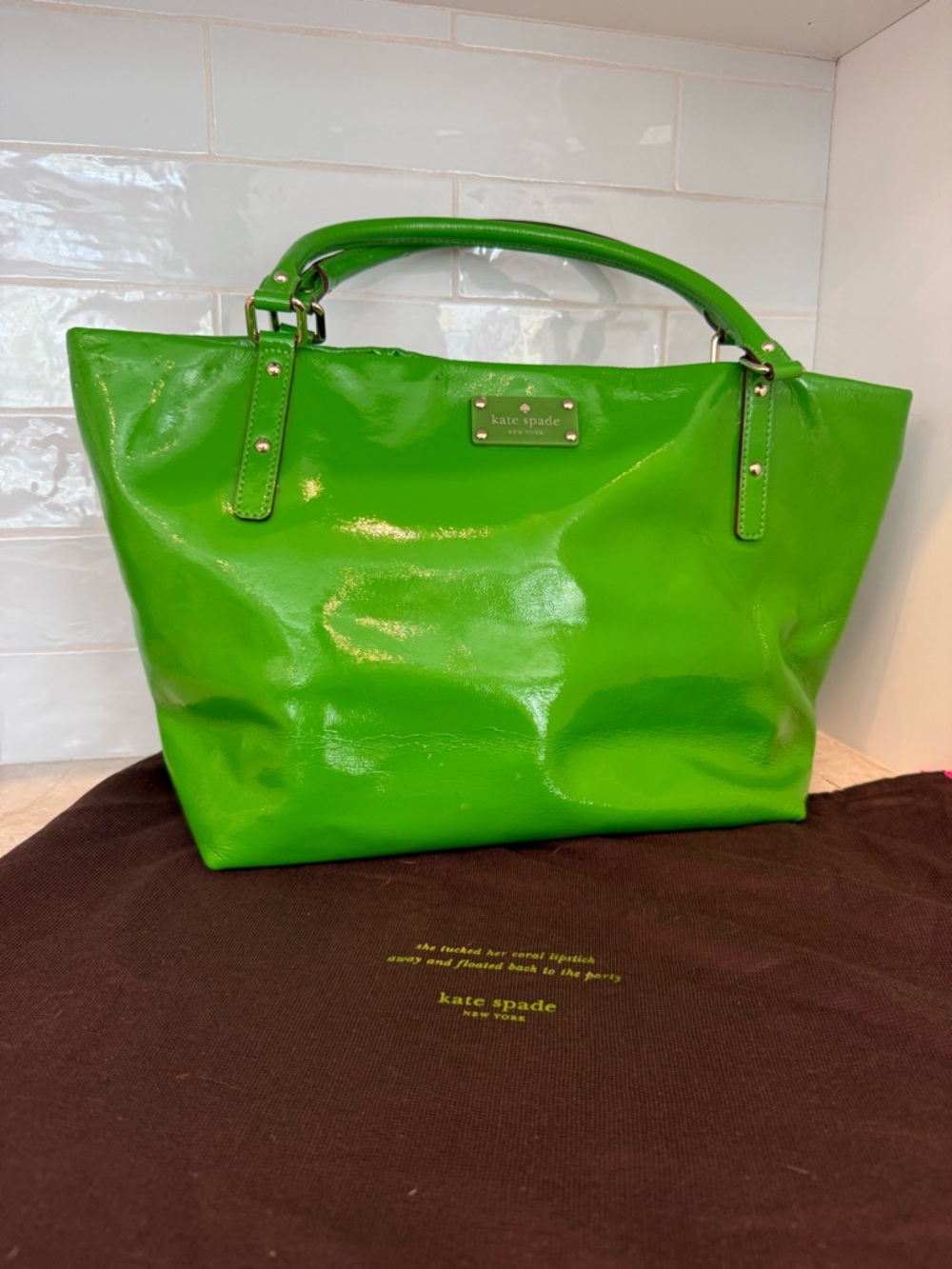 kate spade Patent Leather Tote in Bright Green